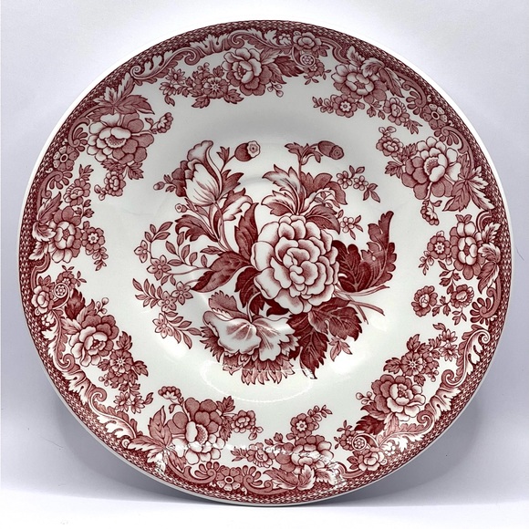 Spode Other - Spode England Archive Collection British Flowers White Plate/Saucer Red Flowers